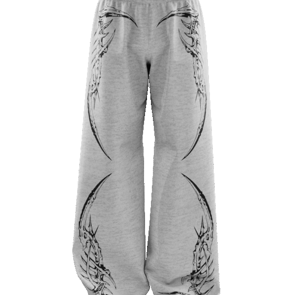 Grey Kraken Straight Fit Baggy Pants